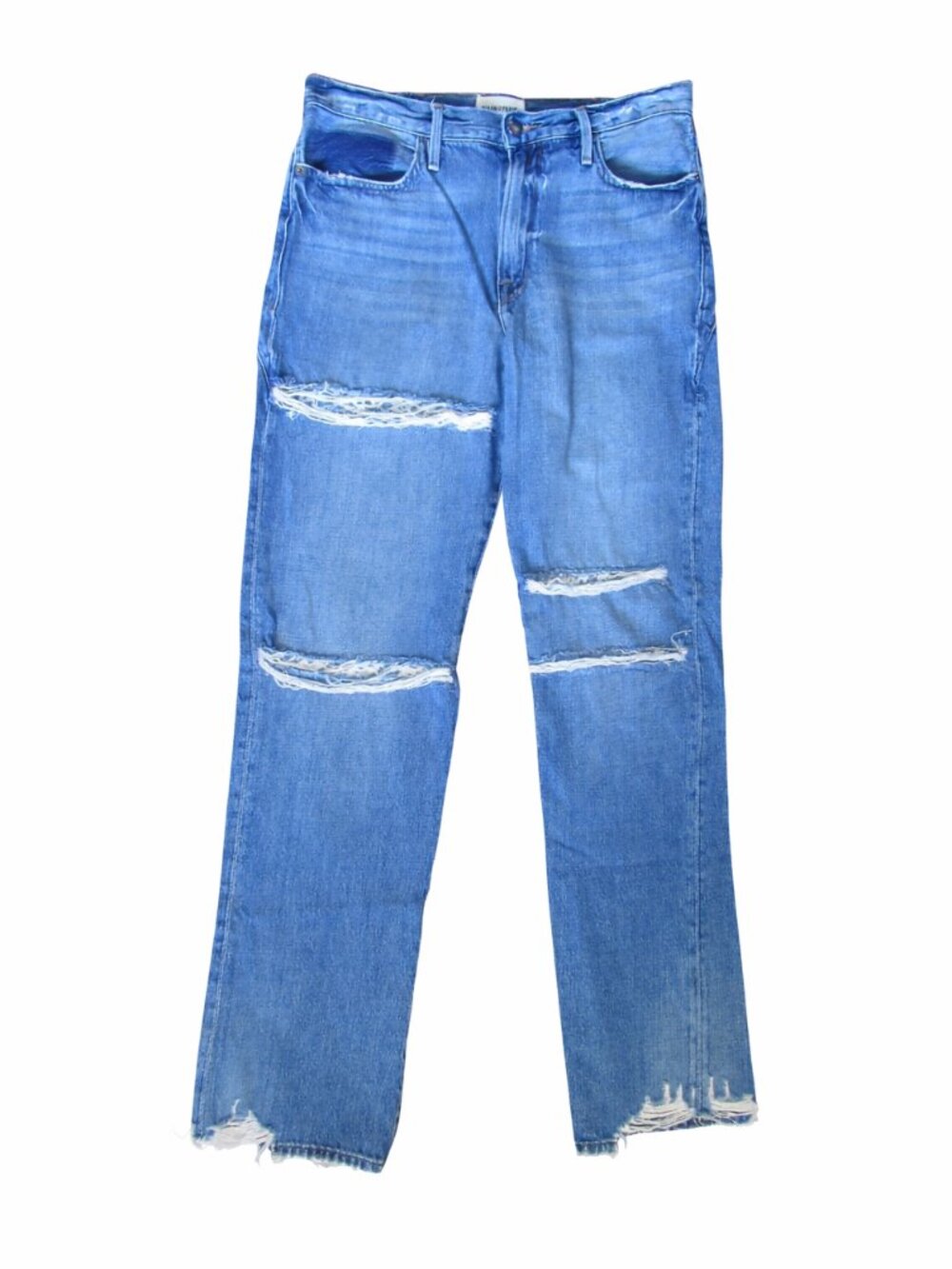 Imaan x FRAME Le Slash Straight Jeans Lace Cutout Distressed | Size 28